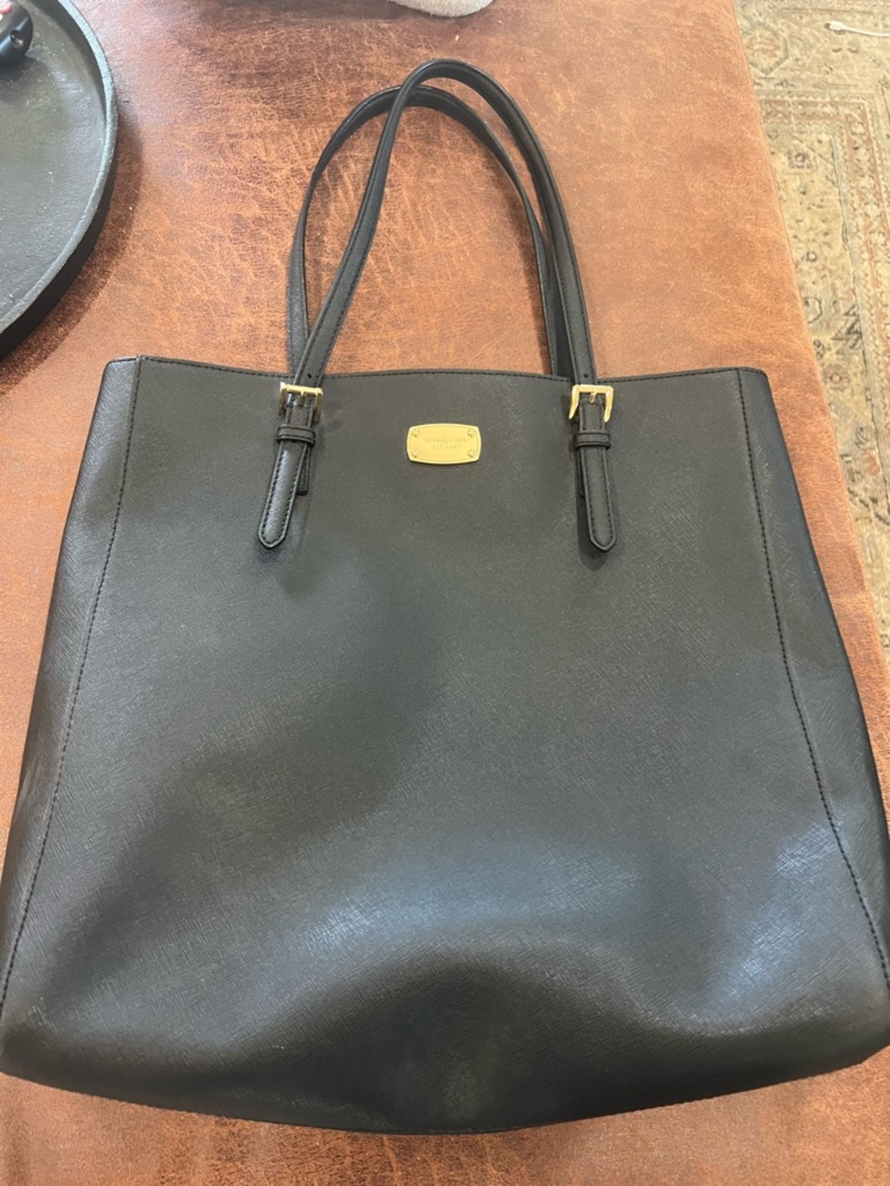 Michael Kors Black Jet Set Large Travel Tote Saffiano Leather